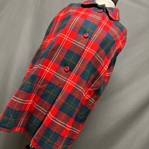 Vintage plaid poncho retro poncho plaid cape - Picture 1 of 7